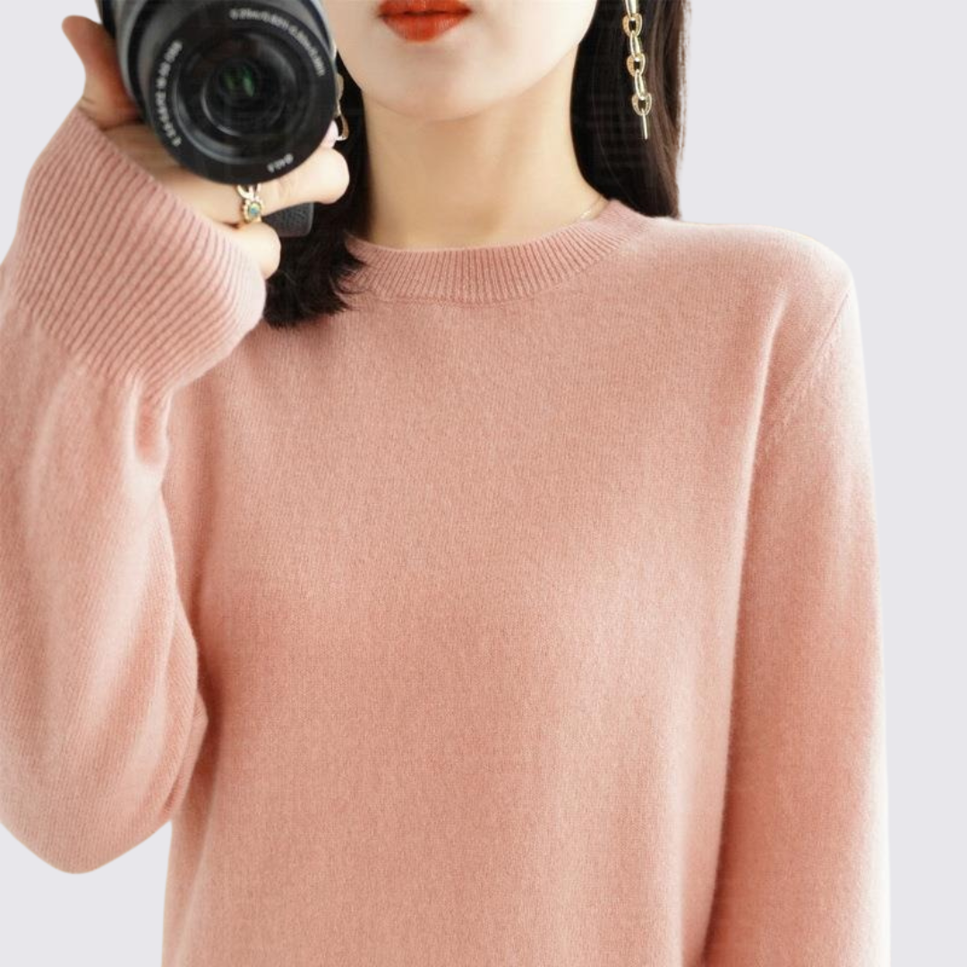 Dame Sweater Rundhals – Finstrik Basis – Lange Ærmer