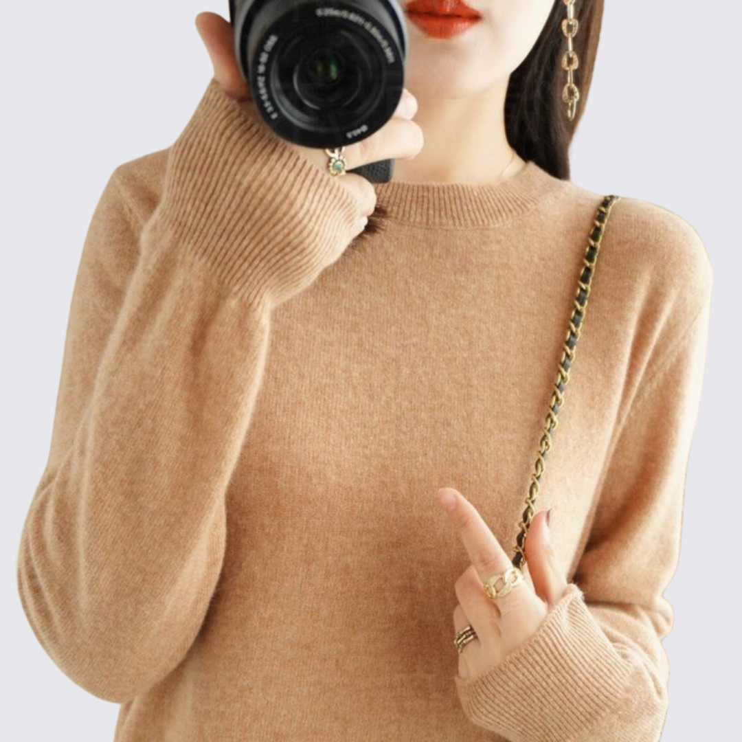 Dame Sweater Rundhals – Finstrik Basis – Lange Ærmer