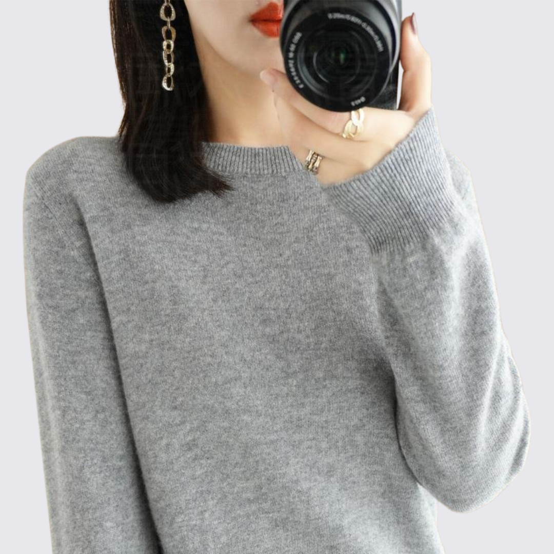 Dame Sweater Rundhals – Finstrik Basis – Lange Ærmer