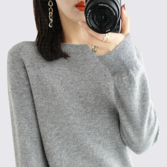 Dame Sweater Rundhals – Finstrik Basis – Lange Ærmer