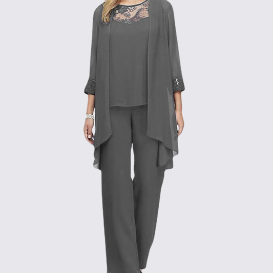 Dame tre-delt sæt med jakke og bukser – Klassisk sæt – Elegant snit