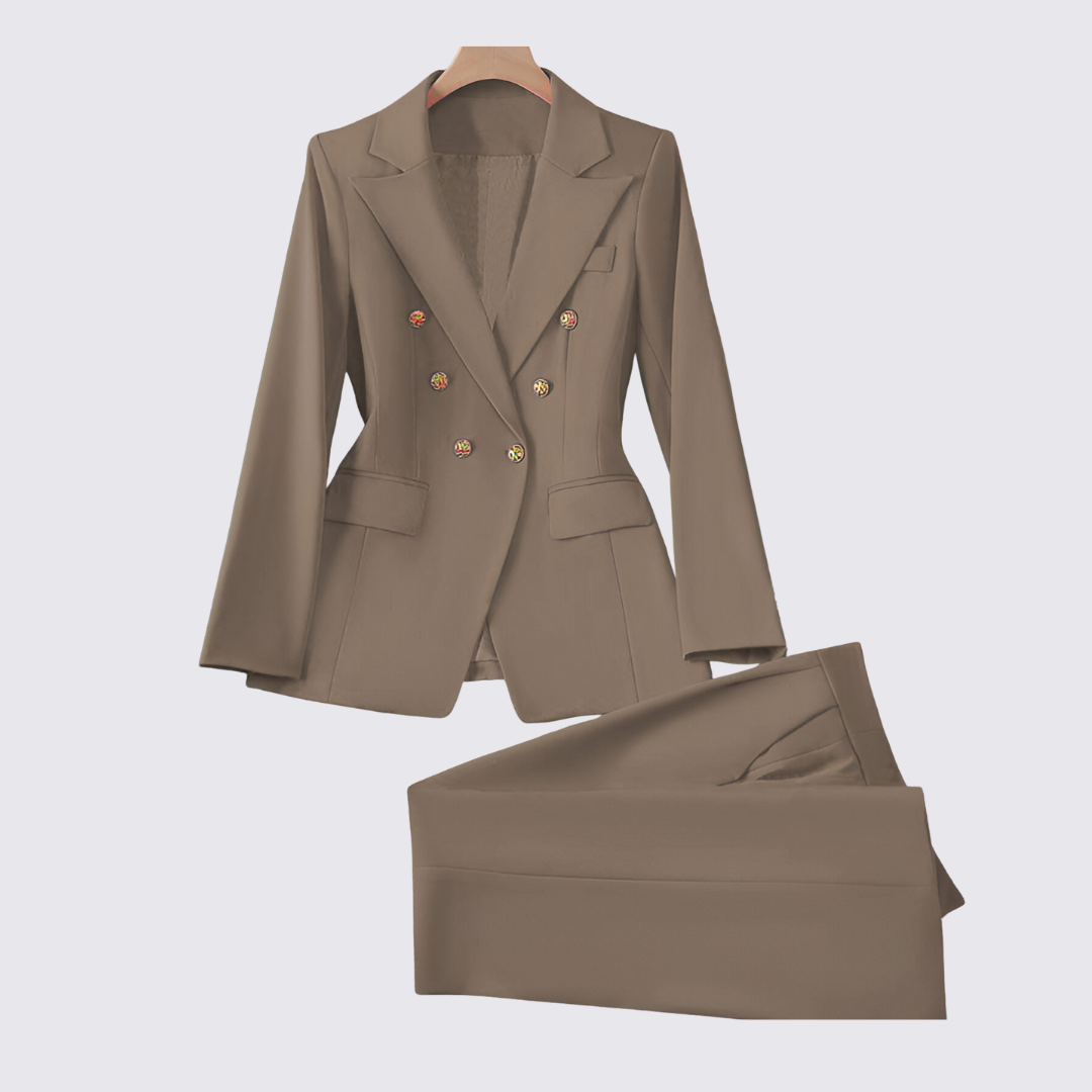 Dame sæt med blazer og nederdel – knapliste sæt – langærmet skåret