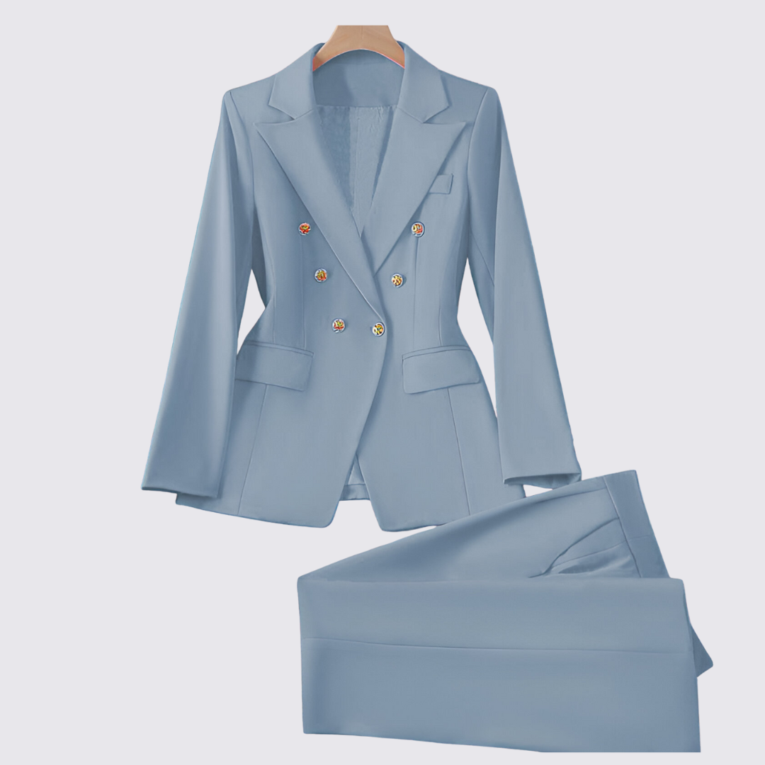 Dame sæt med blazer og nederdel – knapliste sæt – langærmet skåret