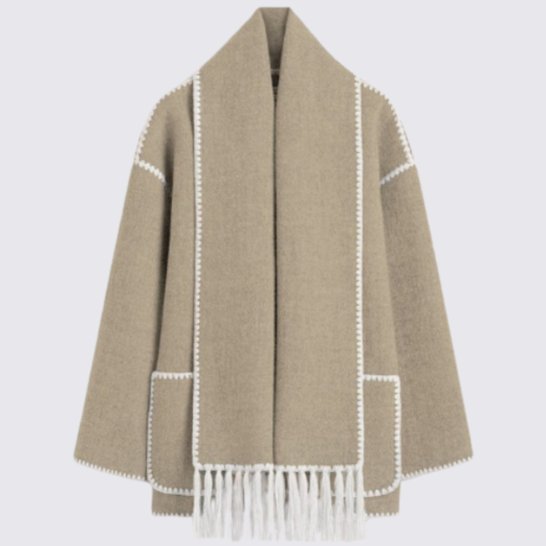 Damefrakke – Med knaplukning – Med frynsedetalje