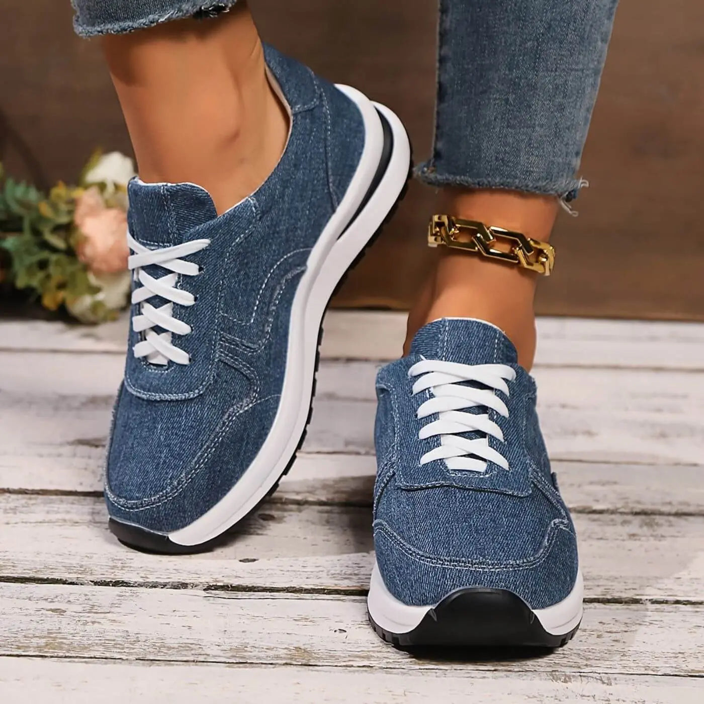 Stiliga Denim Sneakers för Kvinnor | Lätta och Bekväma