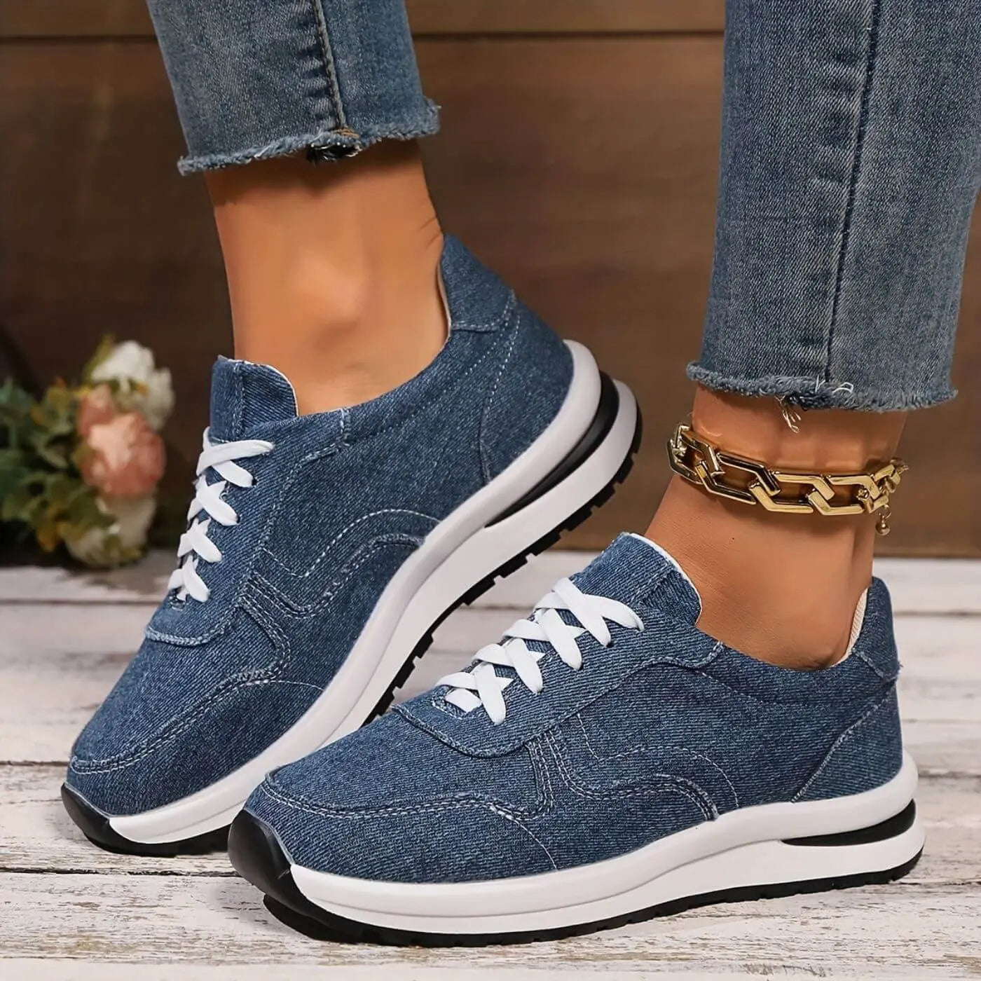 Stiliga Denim Sneakers för Kvinnor | Lätta och Bekväma