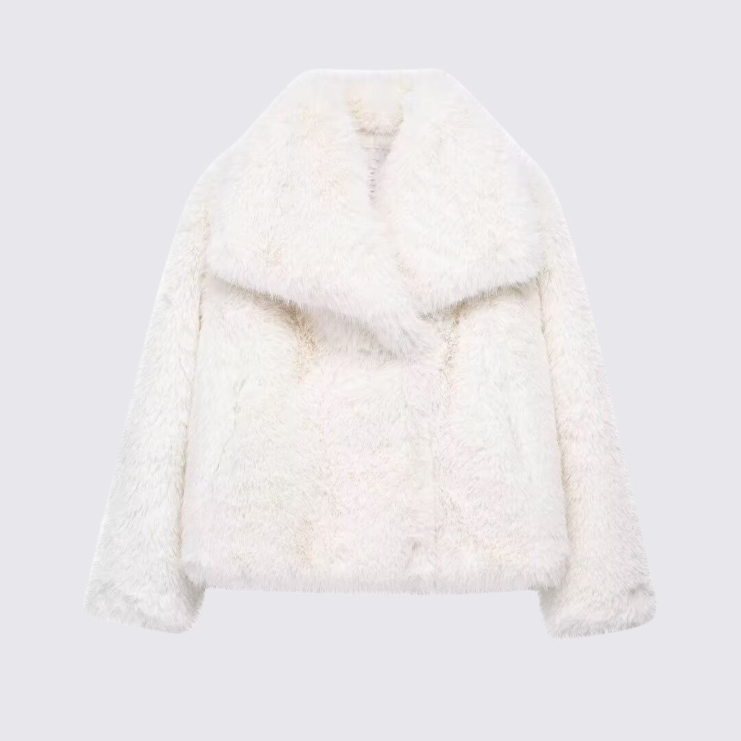 Dame Kort Frakke – Revers Krave – Künst Fur Udseende