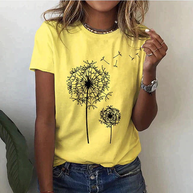 Luftig T-shirt för Kvinna | Konstnärlig Dandelion-Design