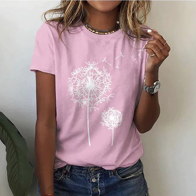 Luftig T-shirt för Kvinna | Konstnärlig Dandelion-Design