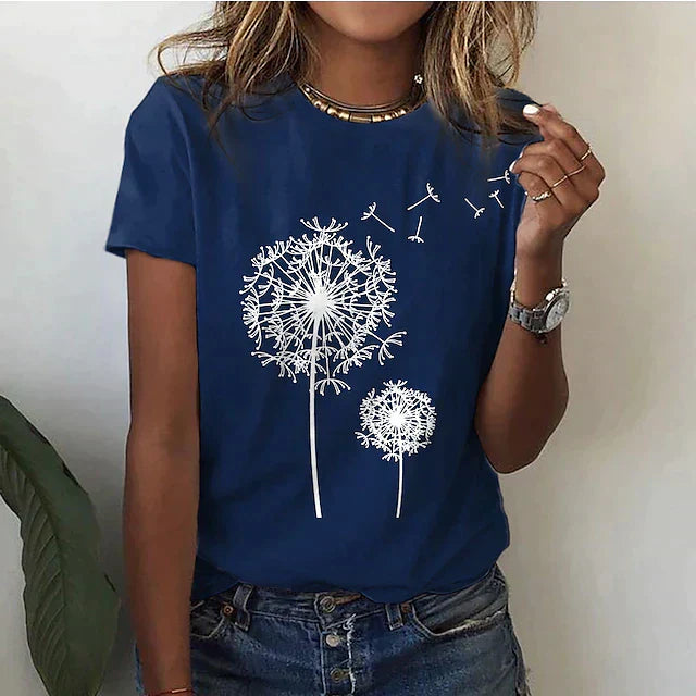 Luftig T-shirt för Kvinna | Konstnärlig Dandelion-Design