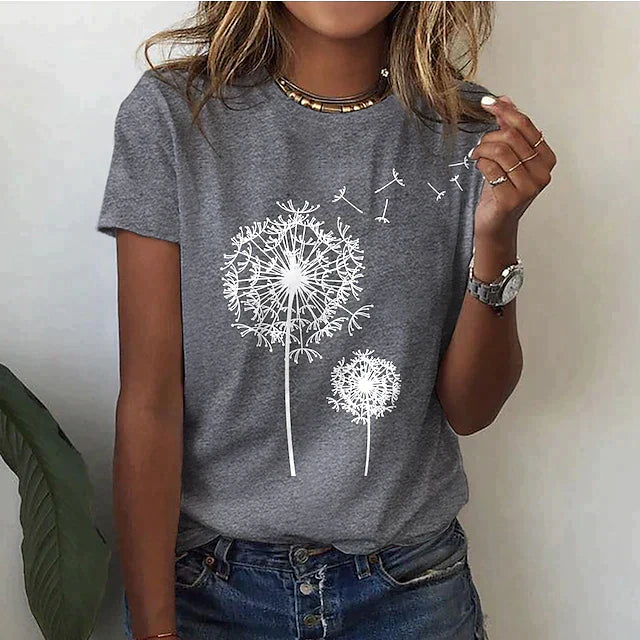 Luftig T-shirt för Kvinna | Konstnärlig Dandelion-Design