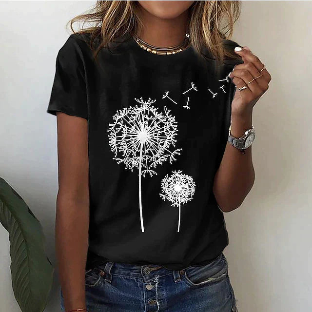 Luftig T-shirt för Kvinna | Konstnärlig Dandelion-Design