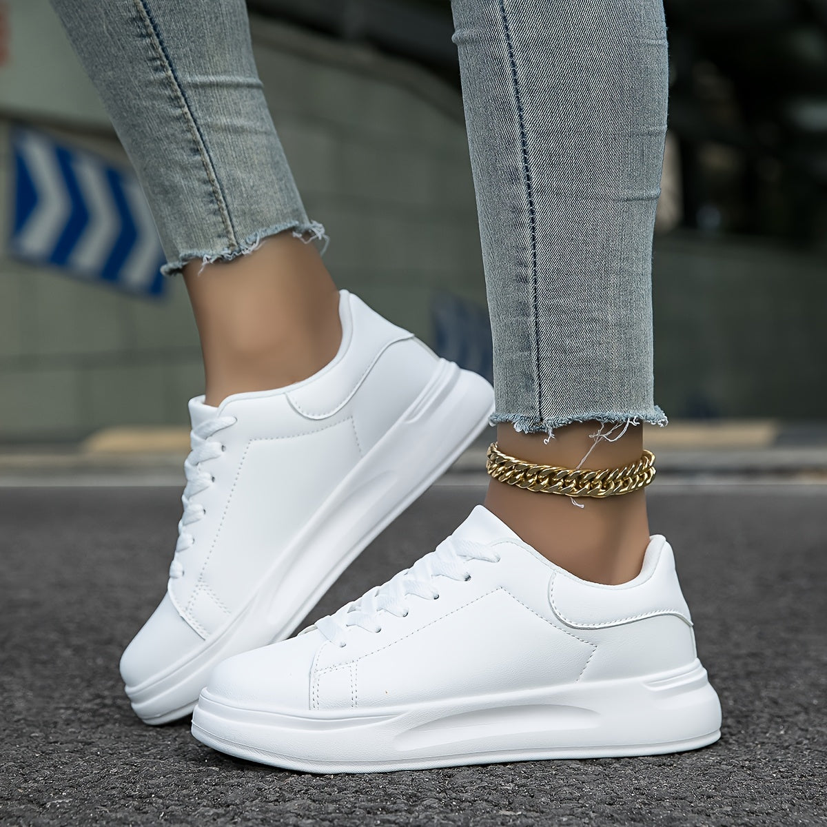Eleganta lädersneakers i vitt - Lätta och bekväma