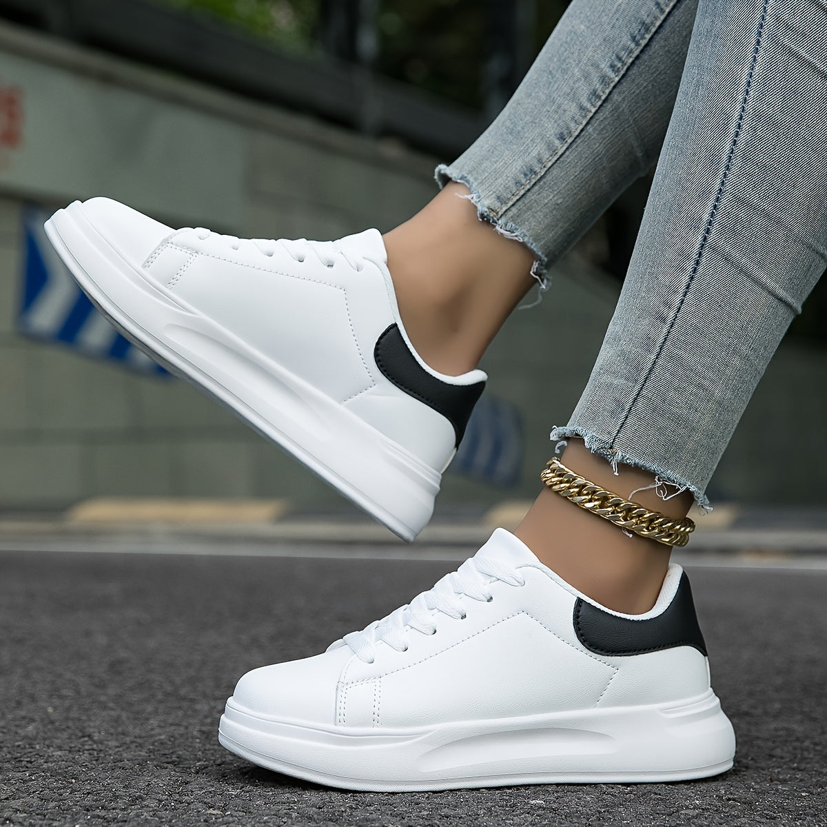 Eleganta lädersneakers i vitt - Lätta och bekväma