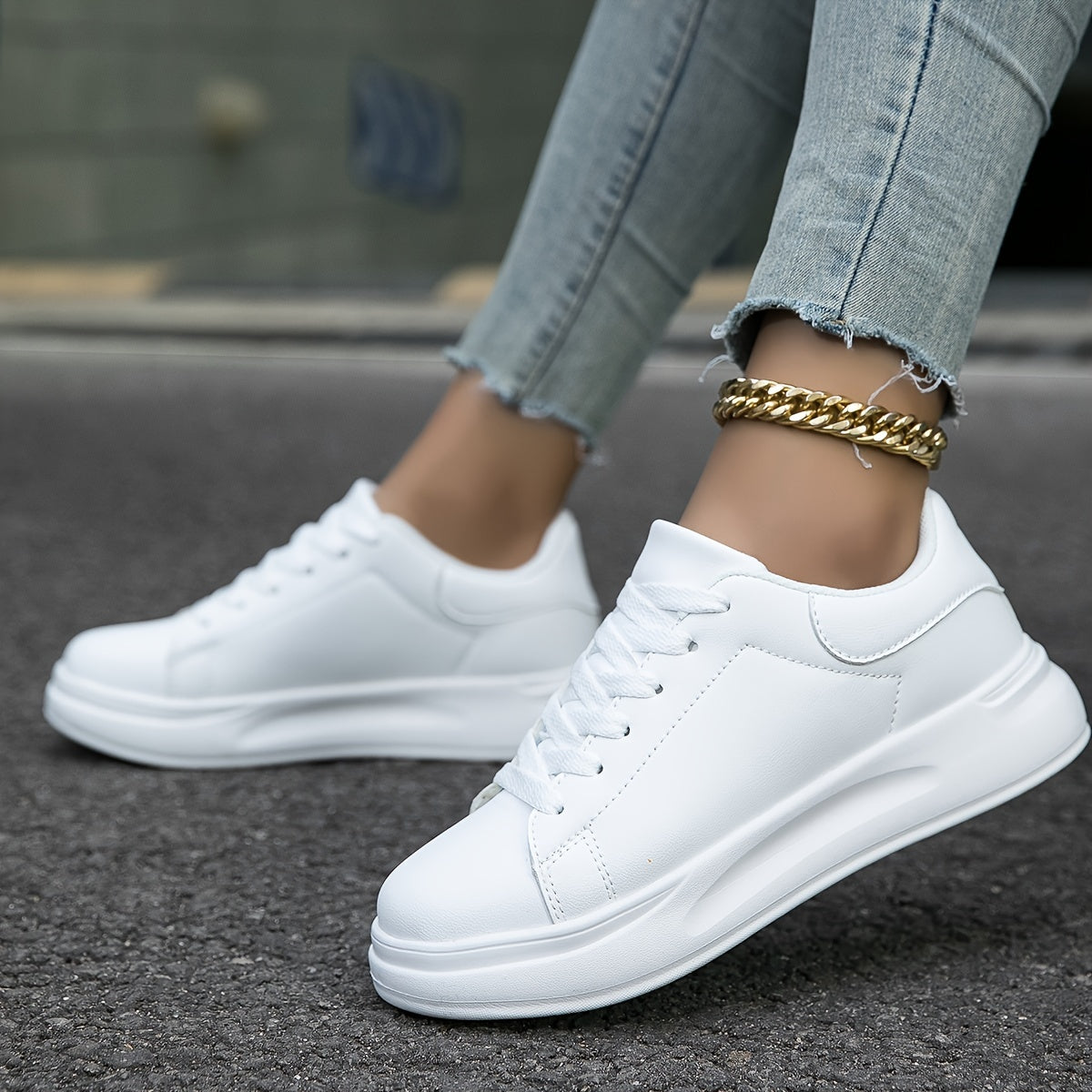 Eleganta lädersneakers i vitt - Lätta och bekväma