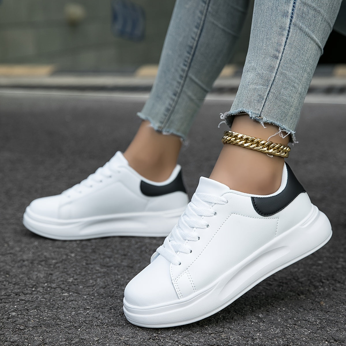 Eleganta lädersneakers i vitt - Lätta och bekväma