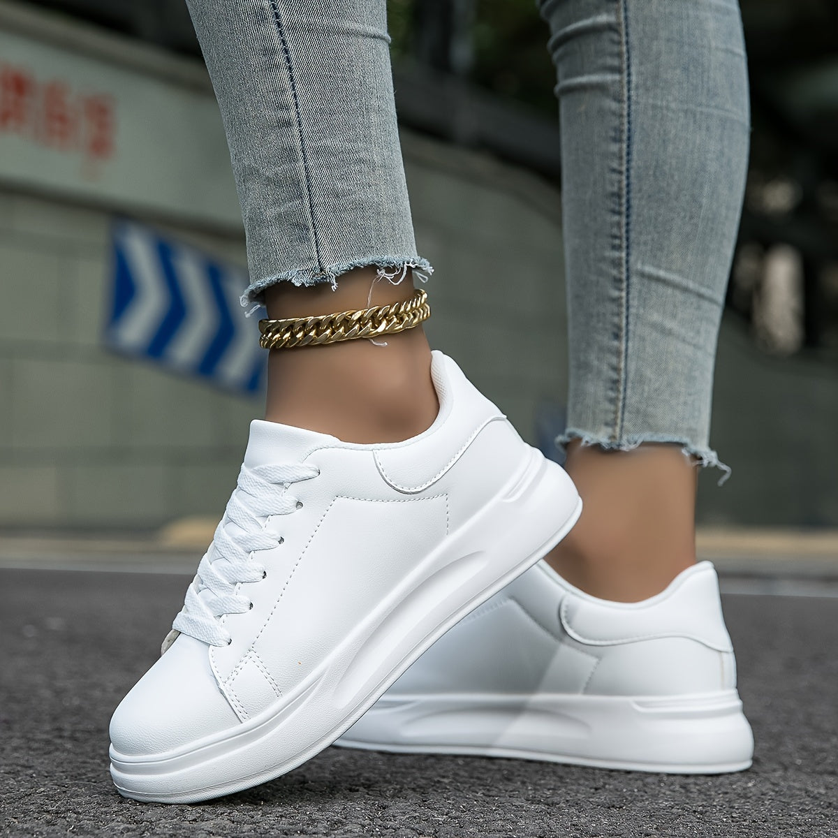 Eleganta lädersneakers i vitt - Lätta och bekväma