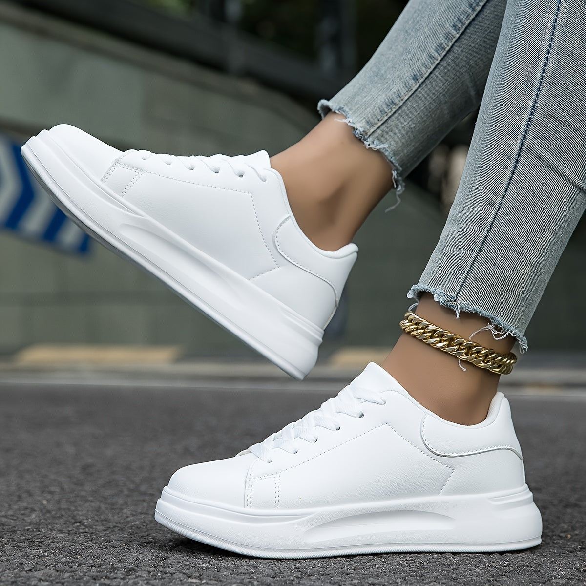 Eleganta lädersneakers i vitt - Lätta och bekväma