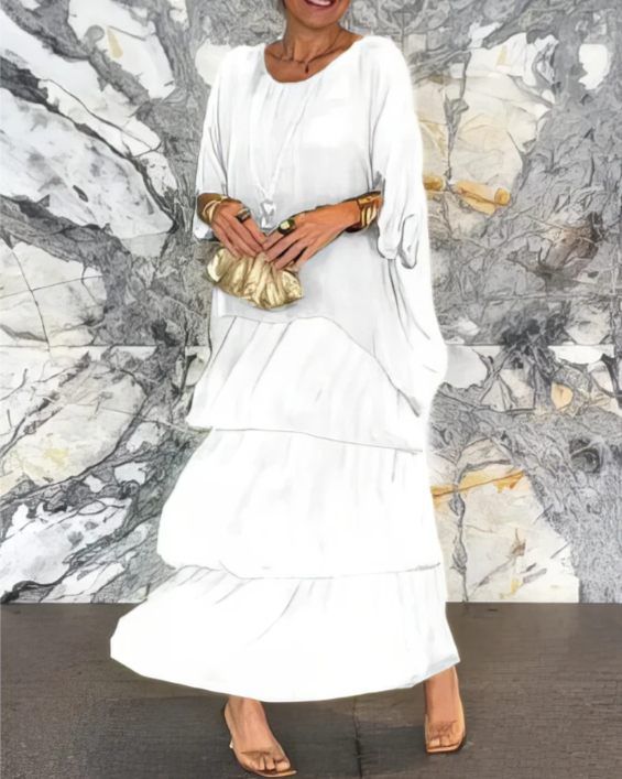 Mira - Elegant Maxi Kjole med Rund Hals