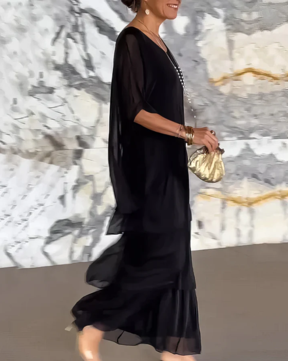 Mira - Elegant Maxi Kjole med Rund Hals