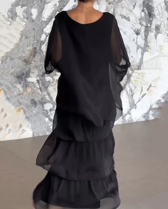 Mira - Elegant Maxi Kjole med Rund Hals