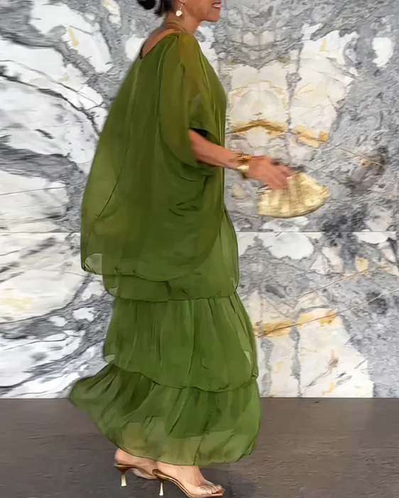 Mira - Elegant Maxi Kjole med Rund Hals