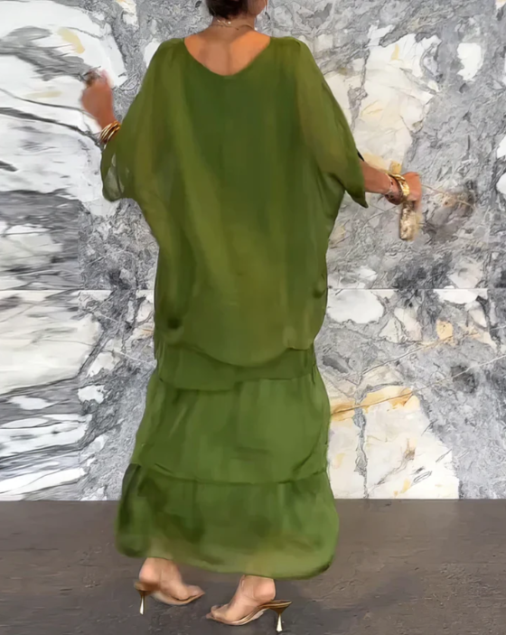 Mira - Elegant Maxi Kjole med Rund Hals