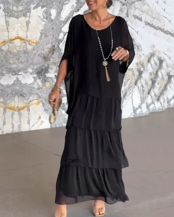 Mira - Elegant Maxi Kjole med Rund Hals