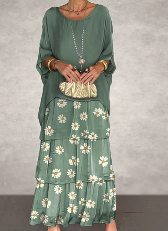 Mira - Elegant Maxi Kjole med Rund Hals