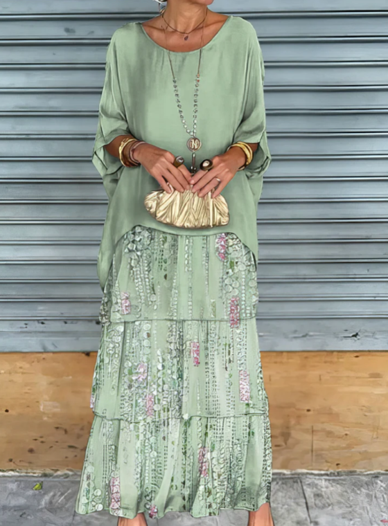 Mira - Elegant Maxi Kjole med Rund Hals