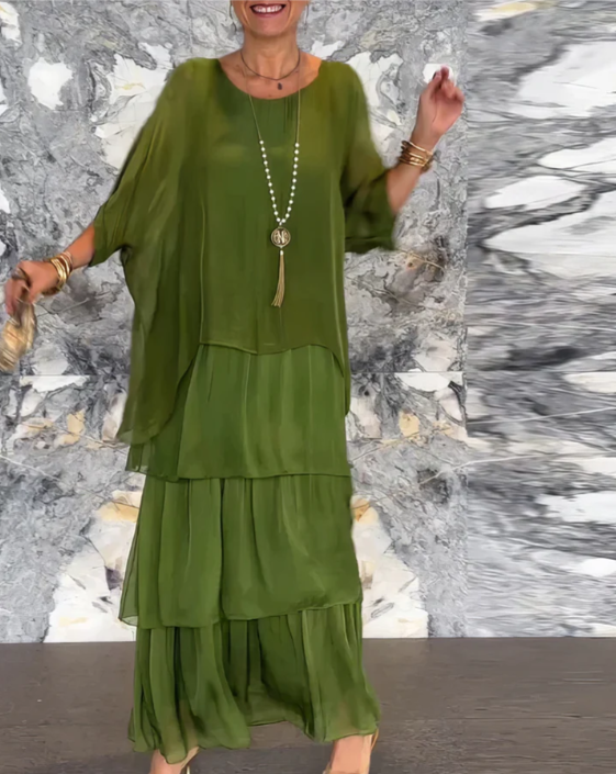 Mira - Elegant Maxi Kjole med Rund Hals