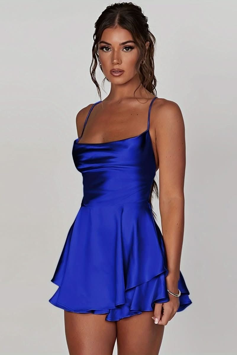 Elysia | Glamouröst Satin Miniklänning