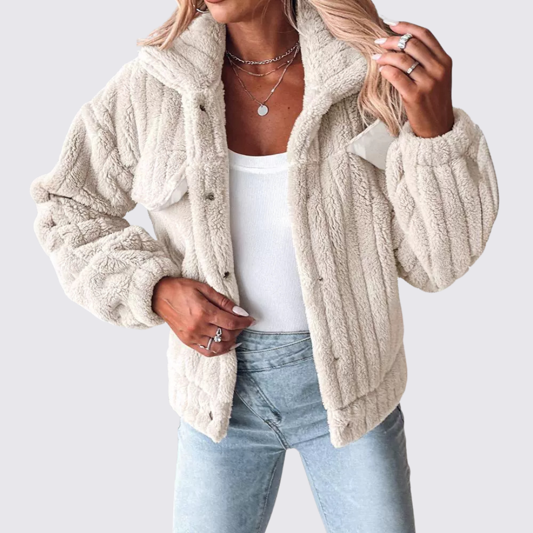 Dame Teddy Jakke – Med Lommer – Blød Skæring