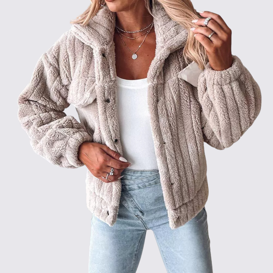 Dame Teddy Jakke – Med Lommer – Blød Skæring