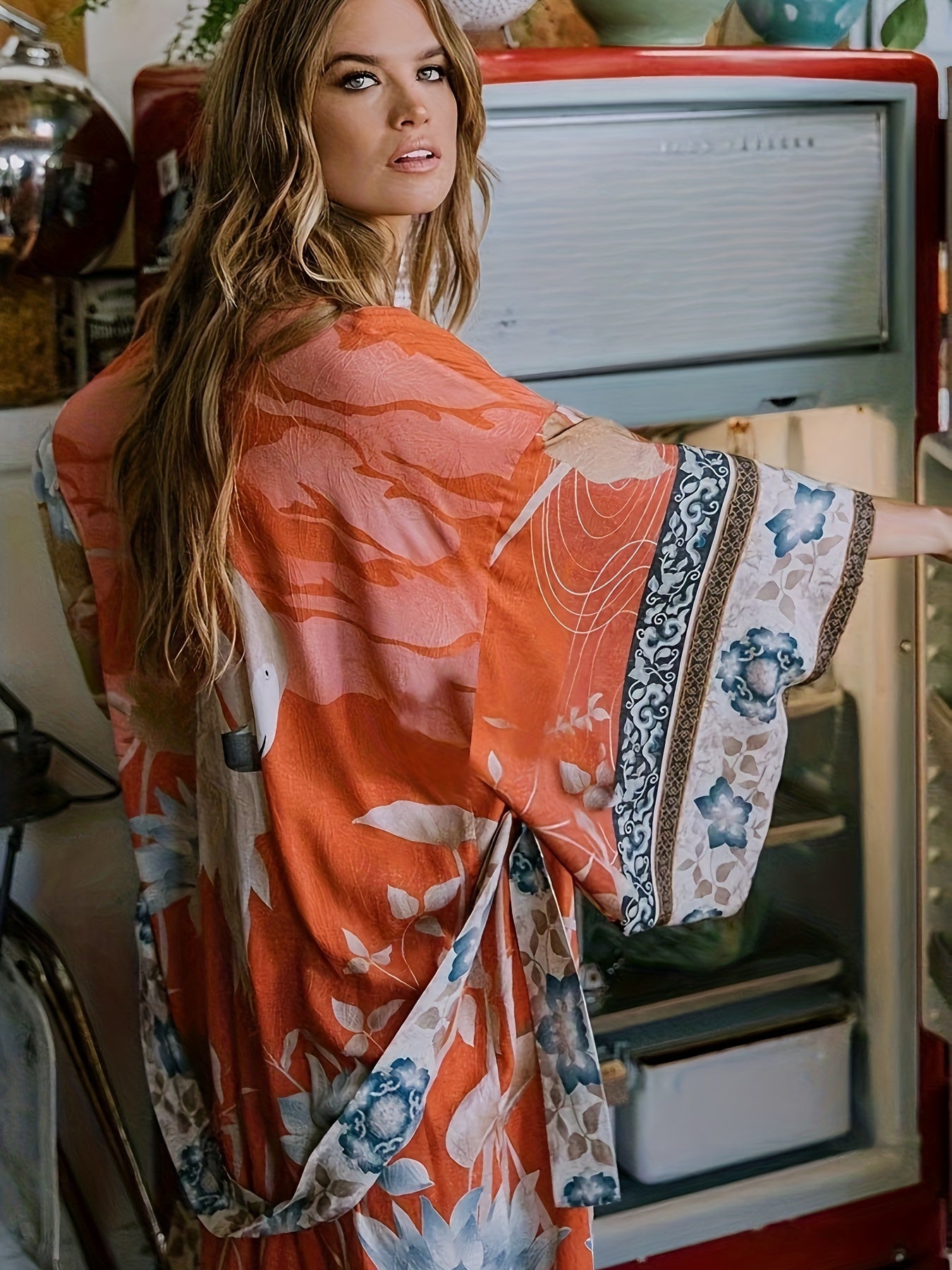 Elegant kimonos med blomsterprint til kvinder - Celestia