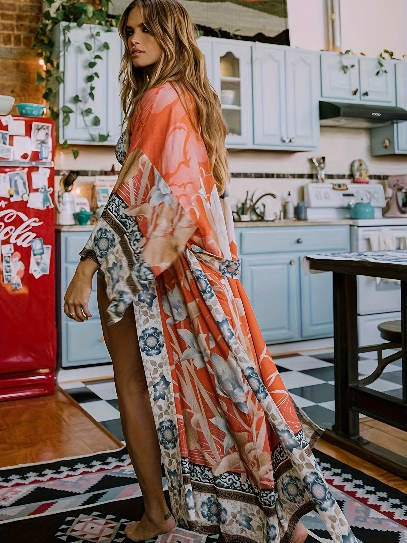 Elegant kimonos med blomsterprint til kvinder - Celestia