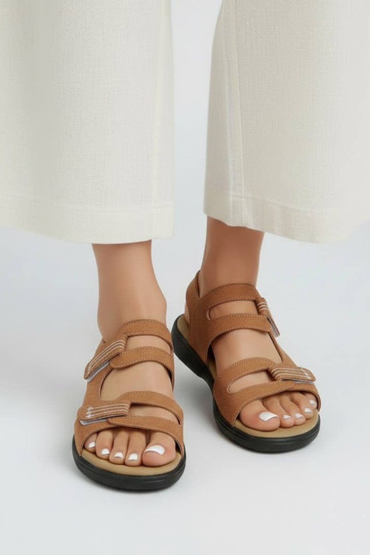 Sommarsandaler med klack och unika detaljer