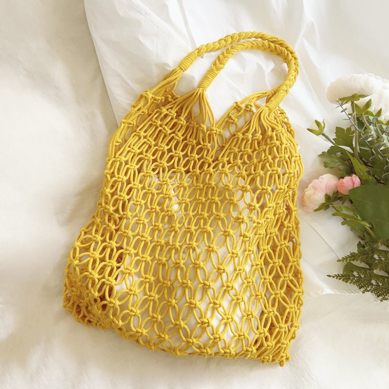 Luna | Hållbar och handgjord Makrameé Shoppingväska