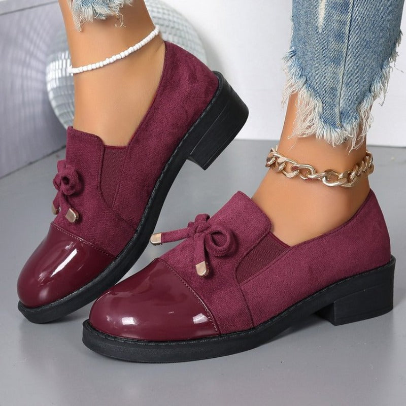 Blockklack Loafers för kvinnor med rosett