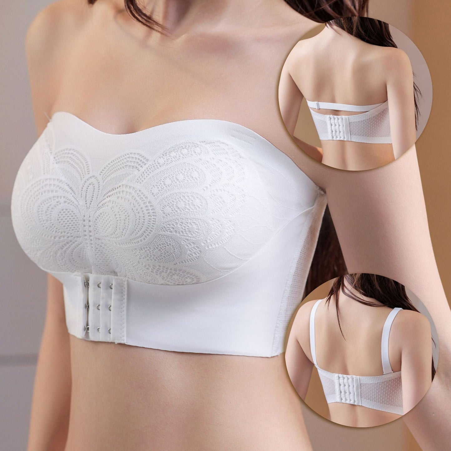 Bandeau-top för kvinnor med framknäppning