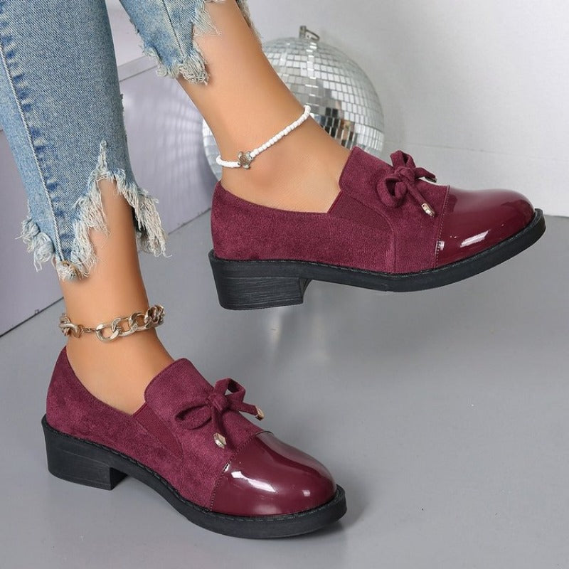 Blockklack Loafers för kvinnor med rosett