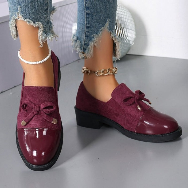 Blockklack Loafers för kvinnor med rosett