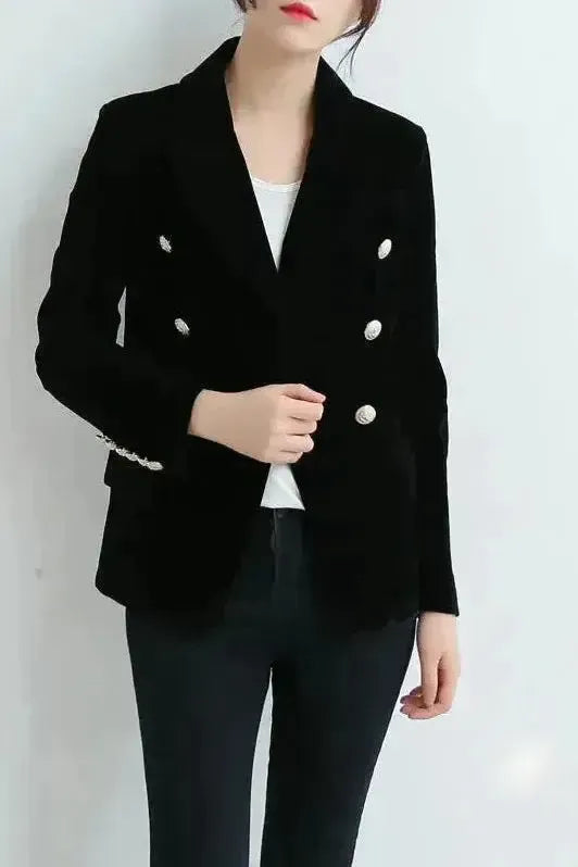 Elegant Blazer i Velour med Glamourøse Detaljer