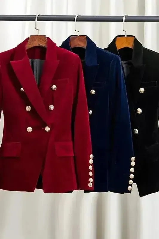 Elegant Blazer i Velour med Glamourøse Detaljer