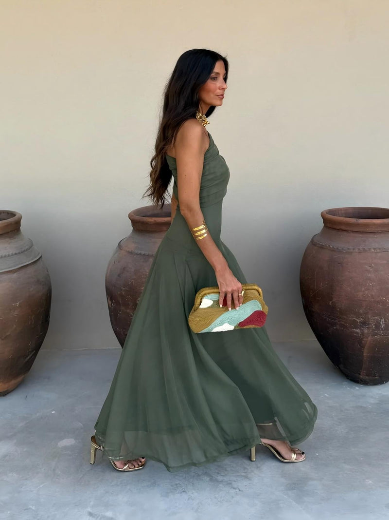 Eleganta Maxiklänning för Kvinnor | Off-Shoulder med Fjäderlätt Känsla