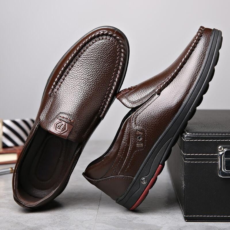 Herr Slip-On Skor i Äkta Läder – Stil och Komfort