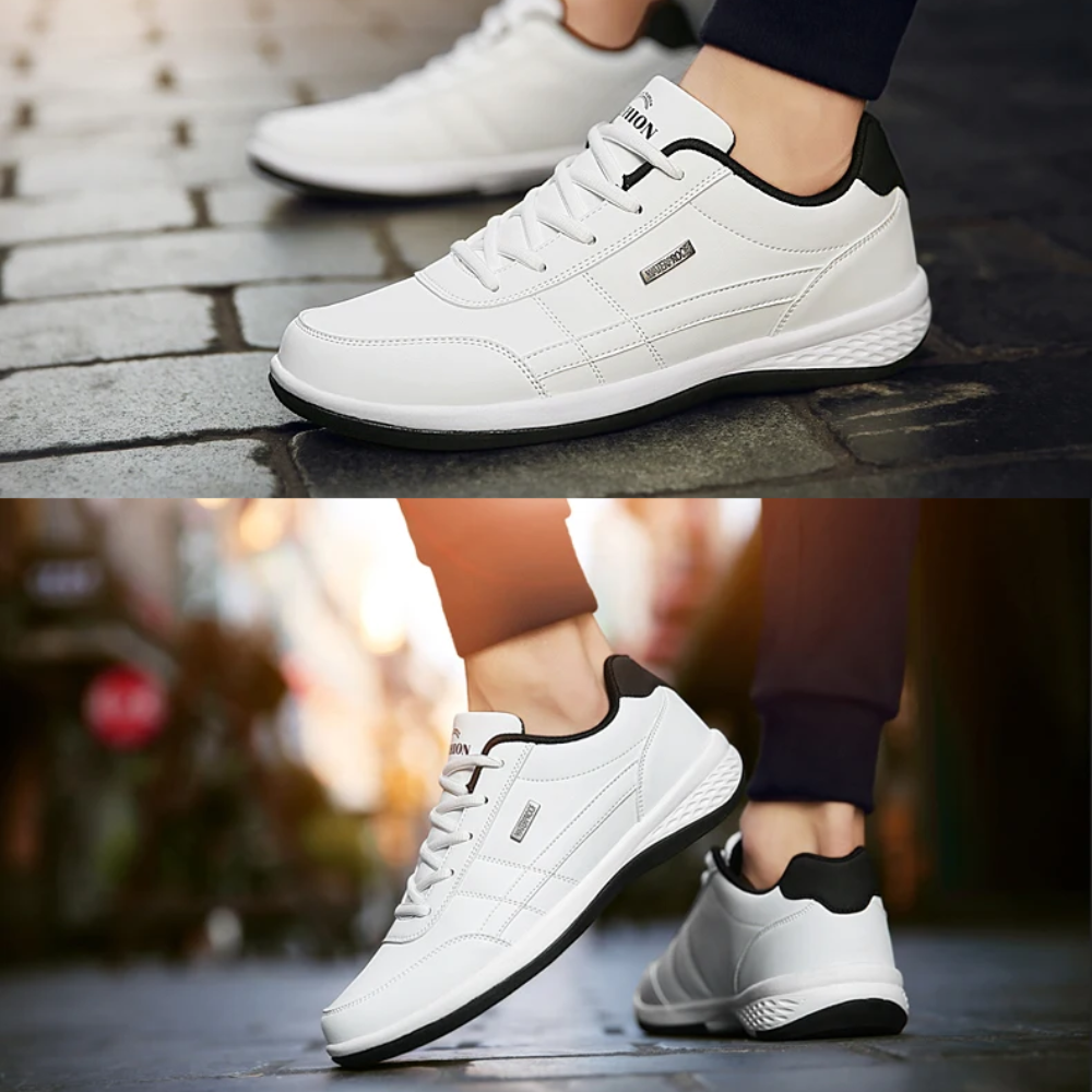 Stilfulla sneakers i läder med ortopediskt stöd