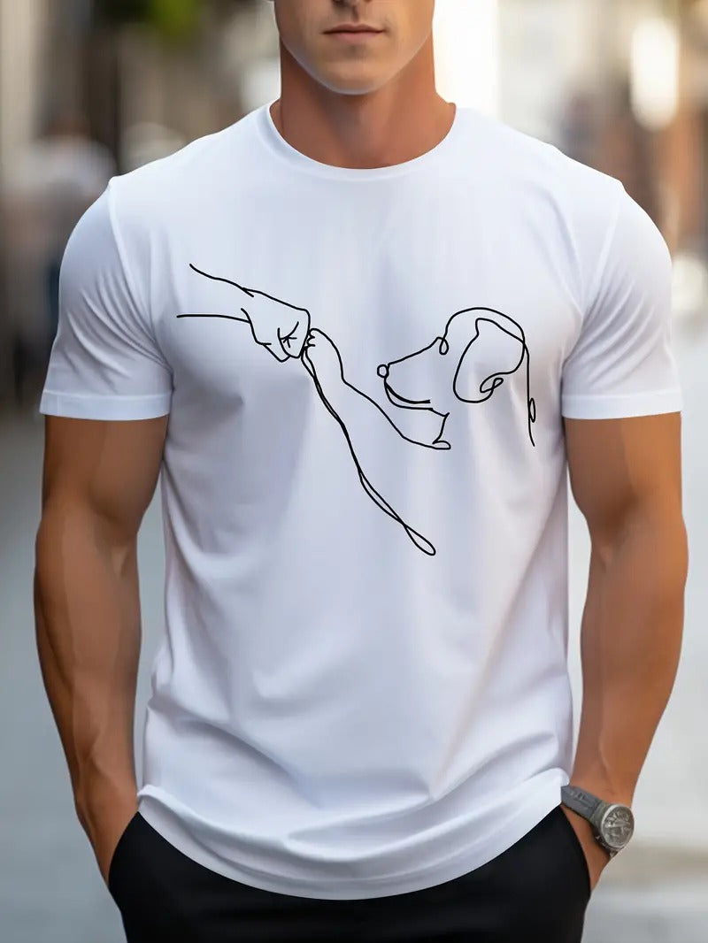 Herre T-shirt med Runde Halsudskæring og Sjovt Print - VovseFist
