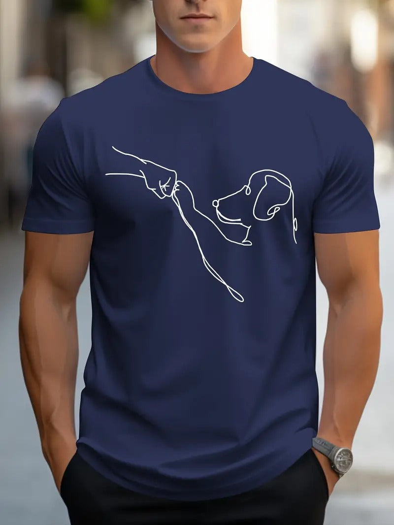 Herre T-shirt med Runde Halsudskæring og Sjovt Print - VovseFist