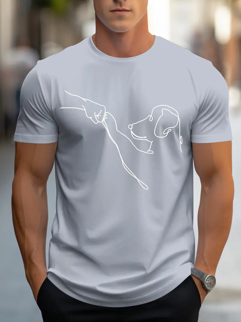 Herre T-shirt med Runde Halsudskæring og Sjovt Print - VovseFist